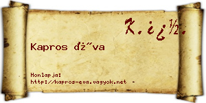Kapros Éva névjegykártya
